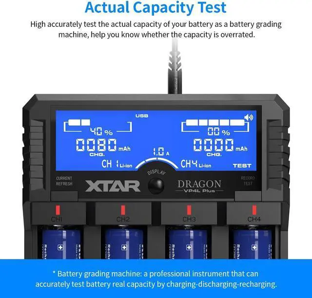 Alt view image 6 of 7 - VP4L Plus Charger 4-Slots Intelligent Universal Battery Charger Analyzer tester for 14500 18650 21700 26650 32650 AAA AA C D Batteries 11.1V /3S Battery Pack