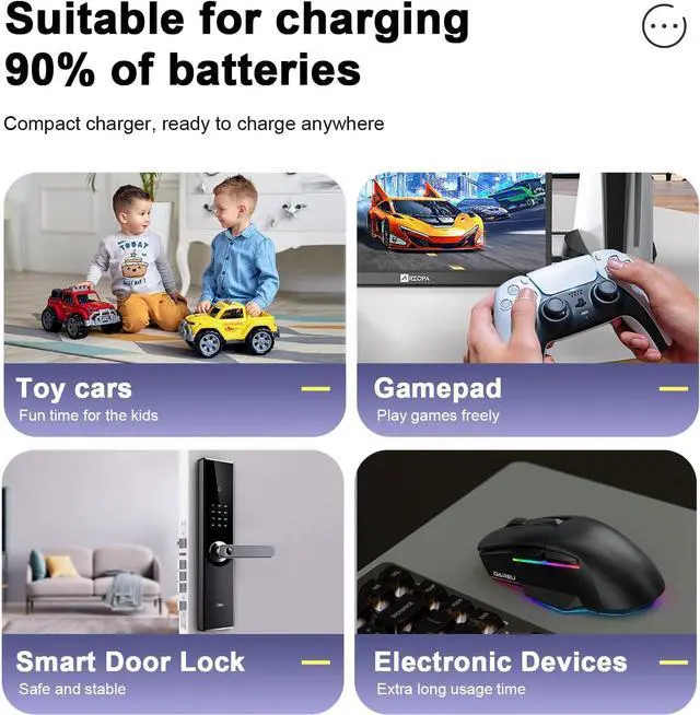 Alt view image 7 of 7 - 8 Bay AA AAA Battery Charger, LCD Display USB Fast Charging, Discharg Function, Over-Charge Protection for Household Rechargeable Batteries LiHv Ni-MH Ni-Cd LiFePO4 Li-ion