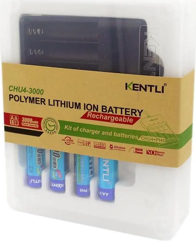 Alt view image 6 of 6 - CHU4 USB AA Battery Charger, with 4 AA Lithium li-Polymer li-ion Rechargeable Batteries is Suitable for High-intensity Electricity Demand Such as Night Vision Devices, Flashes, Cameras, Etc.