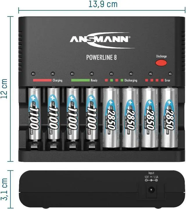 Alt view image 5 of 6 - 8 Intelligent Battery Charger for 1-8 pc of AA/AAA NiMh Batteries with Discharge Function