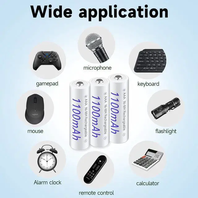 Alt view image 5 of 7 - 16 Bay AA AAA Battery Charger for AA/AAA NiMH/NiCd Rechargealbe Batteires with 16 Pack Rechargeable AAA Batteries 1.2V NiMH 1100mAh