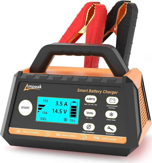 Main image of Battery Charger,2A/8A/15A Car Battery Charger,6V/12V Fully Automatic Smart Battery Maintainer with Winter Mode, Auto Desulfator, Battery Recondition, for All Lead-Acid and LiFePO4 Batteries