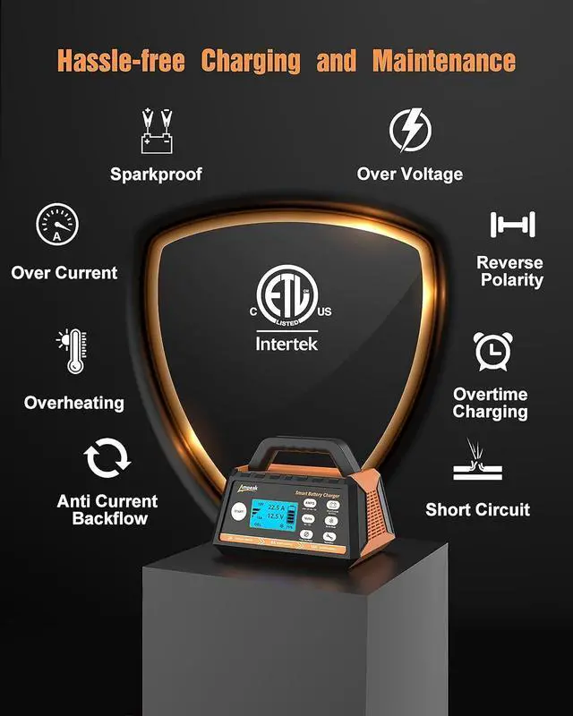 Alt view image 6 of 7 - Battery Charger,2A/8A/15A Car Battery Charger,6V/12V Fully Automatic Smart Battery Maintainer with Winter Mode, Auto Desulfator, Battery Recondition, for All Lead-Acid and LiFePO4 Batteries