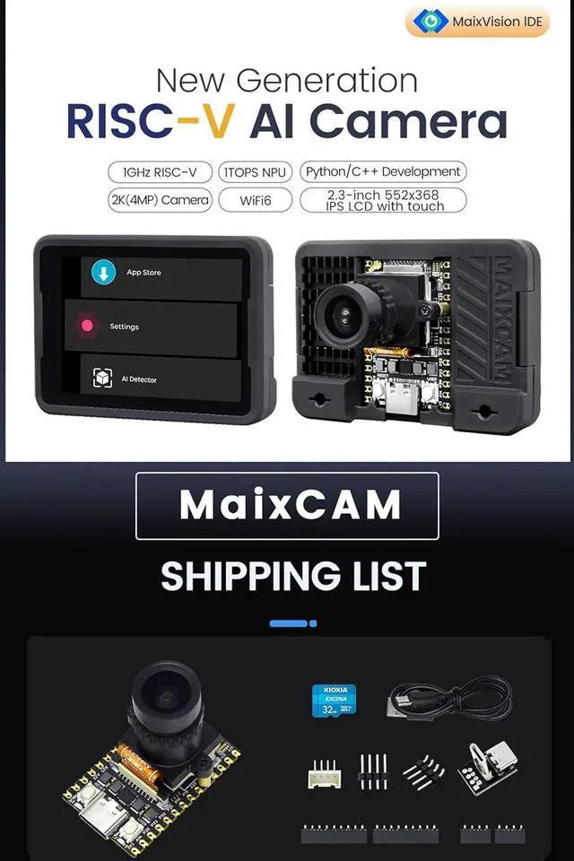 Alt view image 4 of 7 - 1TOPS NPU RISCV Development Board, 256MB DDR3 C906 RISC-V CPU SBC, AI Smart Vision Sensor for AI Face Recognition/Object Tracking, Support Phython C/C++ Programming (MaixCAM Module)