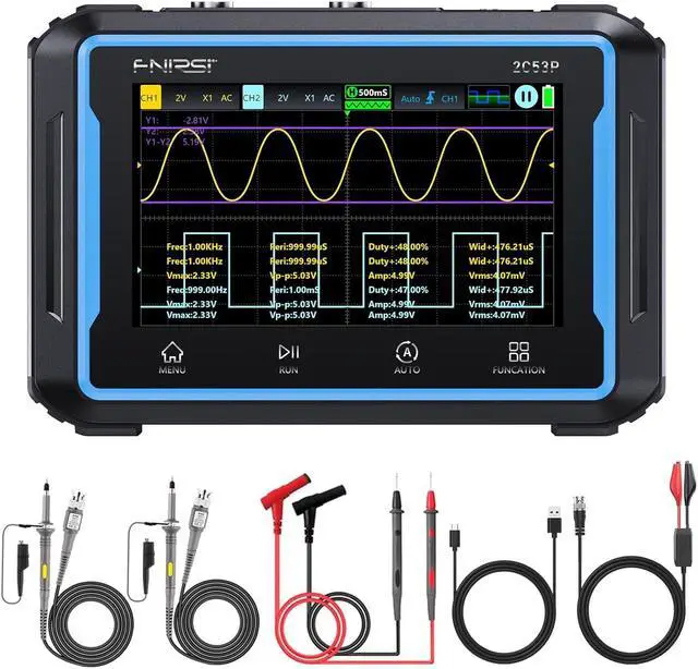 Main image of 3in1 Oscilloscope/Multimeter/DDS Signal Generator Tablet Touch Screen Portable Digital Automotive Oscilloscope 2 Channel 50MHz Bandwidth 250Ms/S Counts 4.3 Inch