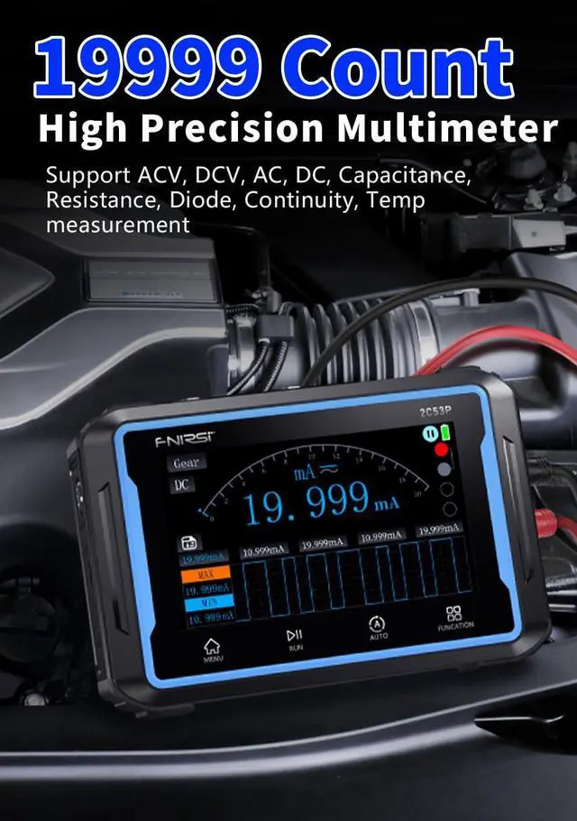 Alt view image 3 of 7 - FNRSI 2C53P Plus Upgraded with Carrying CASE 3in1 Oscilloscope/Multimeter/DDS Signal Generator Tablet Touch Screen Portable Digital Automotive Oscilloscope 2 Channel 50MHz Bandwidth 250Ms/S Counts