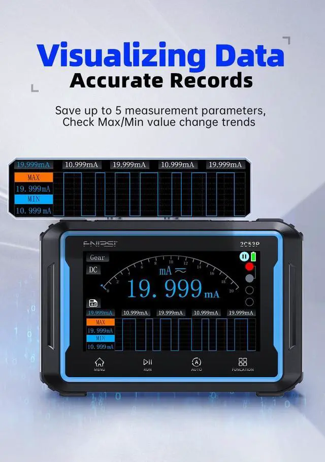 Alt view image 6 of 7 - FNRSI 2C53P Plus Upgraded with Carrying CASE 3in1 Oscilloscope/Multimeter/DDS Signal Generator Tablet Touch Screen Portable Digital Automotive Oscilloscope 2 Channel 50MHz Bandwidth 250Ms/S Counts