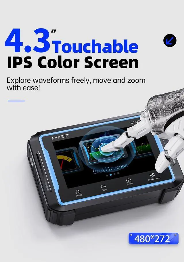 Alt view image 7 of 7 - FNRSI 2C53P Plus Upgraded with Carrying CASE 3in1 Oscilloscope/Multimeter/DDS Signal Generator Tablet Touch Screen Portable Digital Automotive Oscilloscope 2 Channel 50MHz Bandwidth 250Ms/S Counts