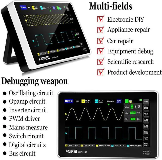 Alt view image 3 of 7 - with 2 Channel 100MHz Bandwidth 1GSa/s Sampling Rate Oscilloscope,Multifunction Oscilloscope,Ultra Thin Portable USB Oscilloscope
