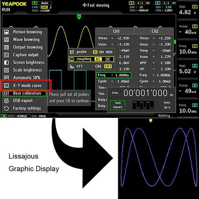 Alt view image 4 of 7 - 2 in 1 Digital Oscilloscope DDS Signal Generator with 2 Channels 100Mhz Bandwidth 1GSa/s Sampling Rate (ADS1014D)
