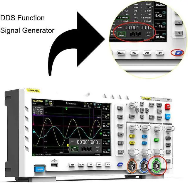Alt view image 5 of 7 - 2 in 1 Digital Oscilloscope DDS Signal Generator with 2 Channels 100Mhz Bandwidth 1GSa/s Sampling Rate (ADS1014D)