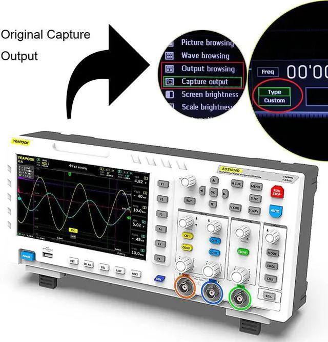 Alt view image 6 of 7 - 2 in 1 Digital Oscilloscope DDS Signal Generator with 2 Channels 100Mhz Bandwidth 1GSa/s Sampling Rate (ADS1014D)