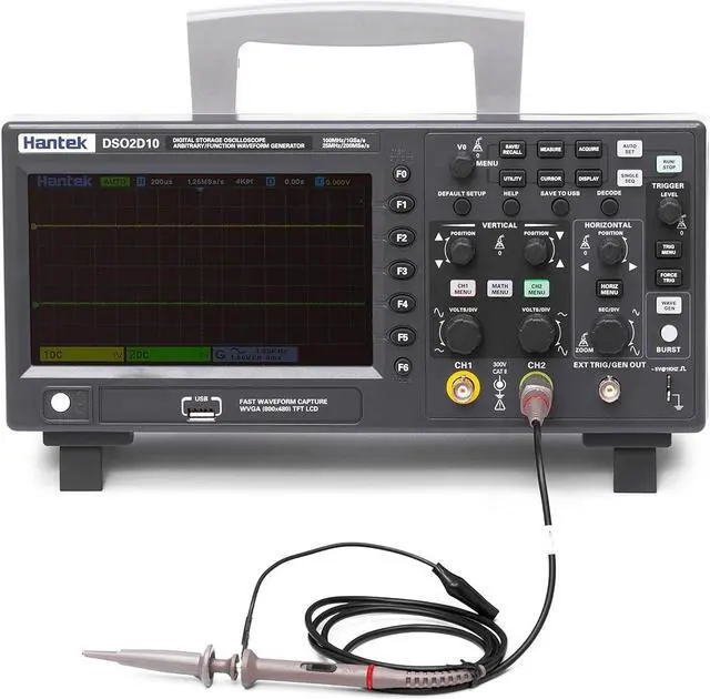 Alt view image 2 of 6 - Hantek DSO2D10 Digital Storage Oscilloscope 100MHz Bandwidth 2CH Dual Channel 1GSa/s 8M Memory Depth with 1CH Waveform Generator