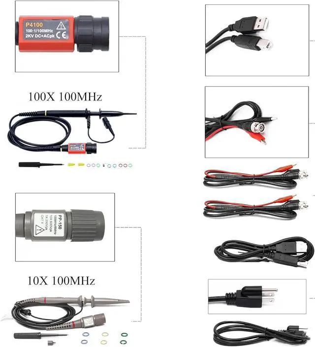 Alt view image 6 of 6 - Hantek DSO2D10 Digital Storage Oscilloscope 100MHz Bandwidth 2CH Dual Channel 1GSa/s 8M Memory Depth with 1CH Waveform Generator