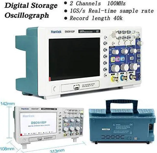 Alt view image 5 of 7 - DSO5102P USB Storage Oscilloscope Oszilloskope 2 Channels 100MHz 1GSa/s