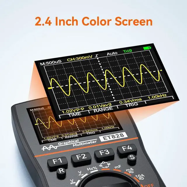 Alt view image 3 of 7 - 2 in 1 Digital Oscilloscope Multimeter, Scope Meter with 2.5 Msps High Sampling, 2.4 Inch Color Screen, Automatic Waveform Capture Function, DC/AC Voltage/Current Frequency Resistance Diode Test
