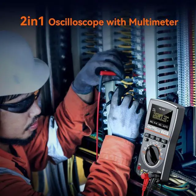 Alt view image 6 of 7 - 2 in 1 Digital Oscilloscope Multimeter, Scope Meter with 2.5 Msps High Sampling, 2.4 Inch Color Screen, Automatic Waveform Capture Function, DC/AC Voltage/Current Frequency Resistance Diode Test