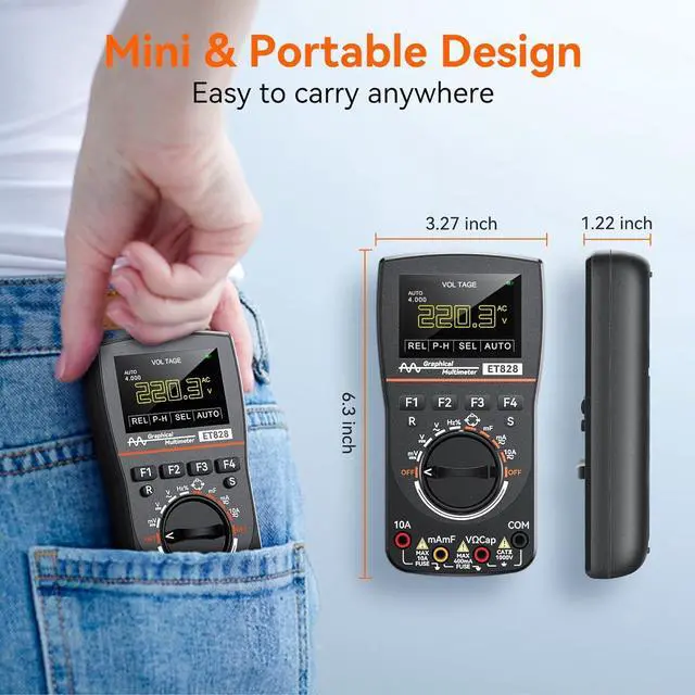 Alt view image 5 of 7 - 2 in 1 Digital Oscilloscope Multimeter, Scope Meter with 2.5 Msps High Sampling, 2.4 Inch Color Screen, Automatic Waveform Capture Function, DC/AC Voltage/Current Frequency Resistance Diode Test