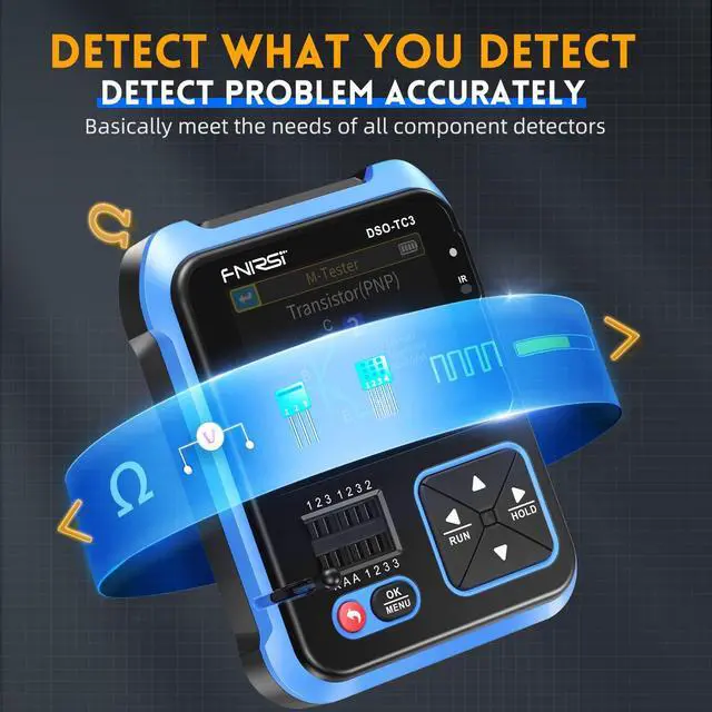 Alt view image 4 of 7 - DSO-TC3 Oscilloscope - 3-in-1 Handheld Oscilloscope & DDS Signal Generator & Transistor Tester, 500Khz Bandwidth 10MSa/s Sampling Rate, 6 Types of Waveforms, Transistors Measure
