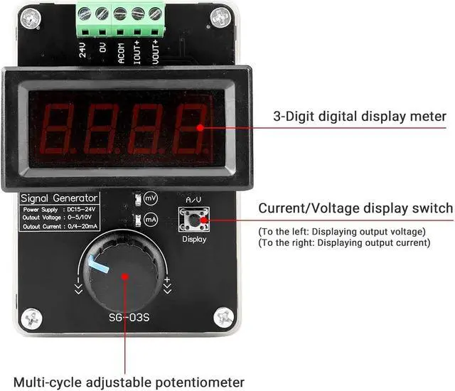 Alt view image 2 of 7 - 4-20mA Generator, Adjustable Signal Generator, DC 0-10V 0 4-20mA Current Voltage Analog Simulator for Value Adjusting PLC Panel LED Testing