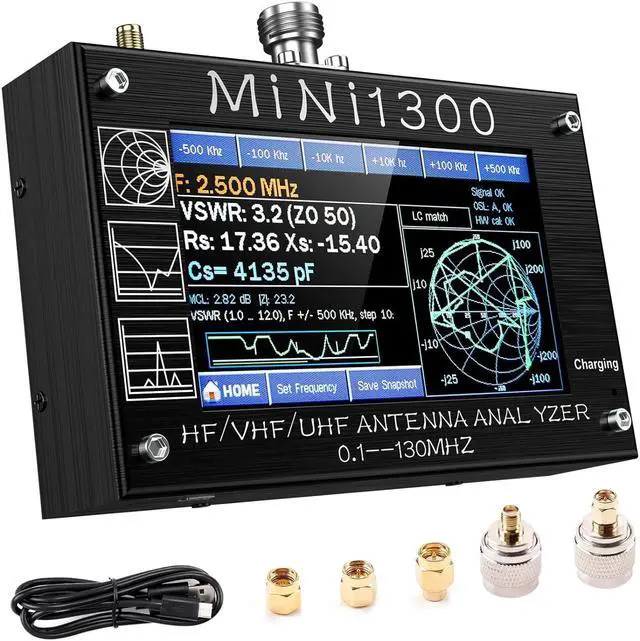 Main image of Mini 1300 Antenna Analyzer,SeeSii 4.3 Inch 0.1-1300MHz HF VHF UHF Antenna Analyzer with SMA Calibration Kits,Multi Measurement ANT/SWR/TDR/DSP RF Signal Generator Vector Network Analyzer