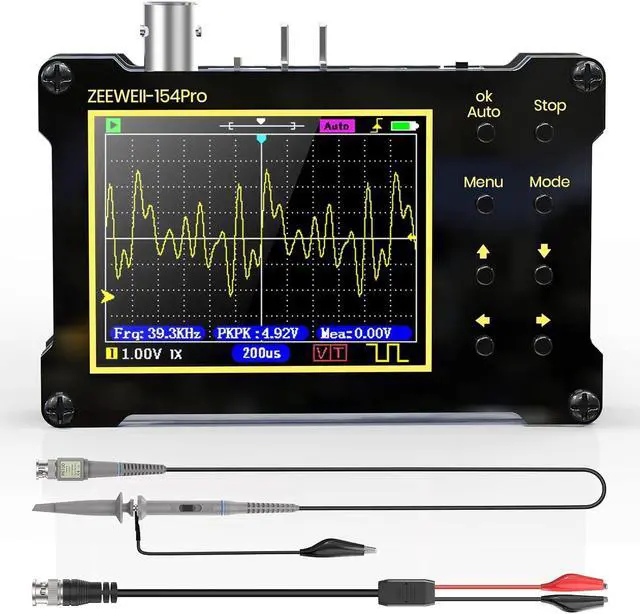 Main image of Mini Handheld Digital Oscilloscope, Support Persistence, PWM, 14 Type Measurement, 40MSa/s Sampling Rate, 18MHz Bandwidth, Signal Generator Frequency 500Khz, 2.4 LCD Display