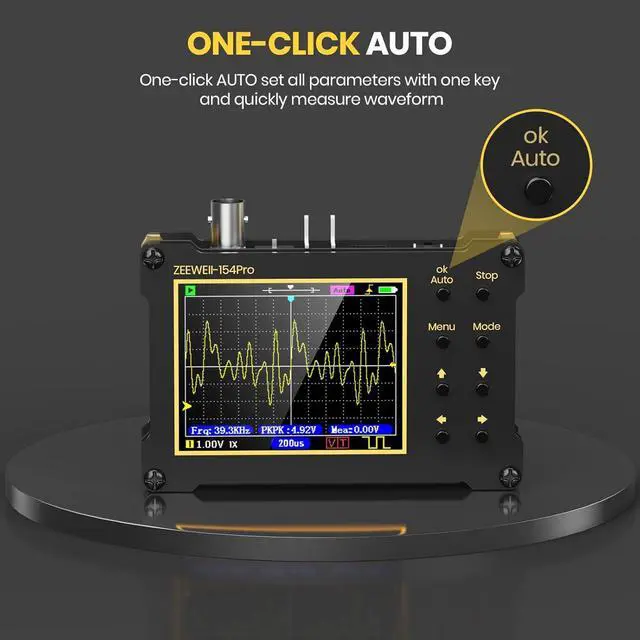 Alt view image 2 of 7 - Mini Handheld Digital Oscilloscope, Support Persistence, PWM, 14 Type Measurement, 40MSa/s Sampling Rate, 18MHz Bandwidth, Signal Generator Frequency 500Khz, 2.4 LCD Display