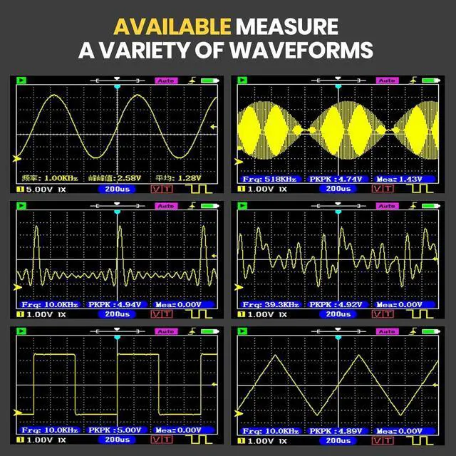 Alt view image 5 of 7 - Mini Handheld Digital Oscilloscope, Support Persistence, PWM, 14 Type Measurement, 40MSa/s Sampling Rate, 18MHz Bandwidth, Signal Generator Frequency 500Khz, 2.4 LCD Display