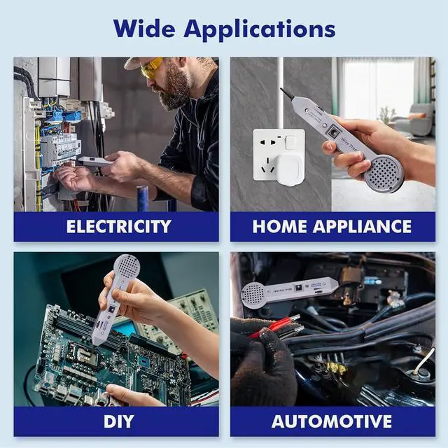 Alt view image 6 of 7 - Tone Generator Kit, Wire Tracer Circuit Tester, 200EP High Accuracy Cable Toner Detector Finder Tester,Inductive Amplifier and Probe Kit with Adjustable Volume for Network Cable Collation