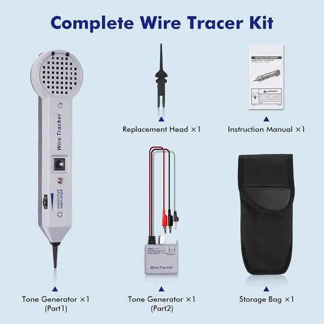 Alt view image 7 of 7 - Tone Generator Kit, Wire Tracer Circuit Tester, 200EP High Accuracy Cable Toner Detector Finder Tester,Inductive Amplifier and Probe Kit with Adjustable Volume for Network Cable Collation