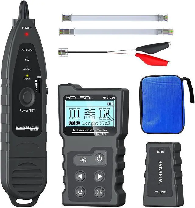 Main image of Network Cable Tester, Poe Cable Tester for CAT5e/CAT6/CAT6a, Ethernet Network Tester with NCV, NF-8209 Network Cable Tracker, Test Fault Distance Location and Length Measurement by TDR