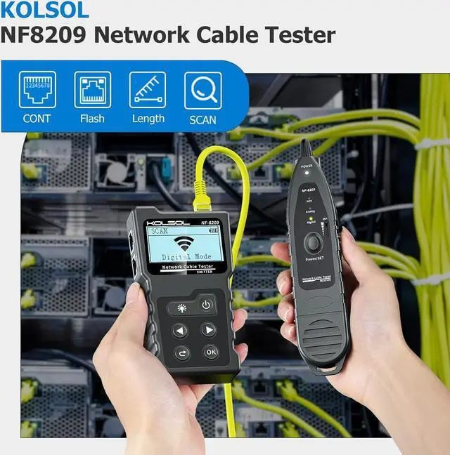Alt view image 2 of 7 - Network Cable Tester, Poe Cable Tester for CAT5e/CAT6/CAT6a, Ethernet Network Tester with NCV, NF-8209 Network Cable Tracker, Test Fault Distance Location and Length Measurement by TDR