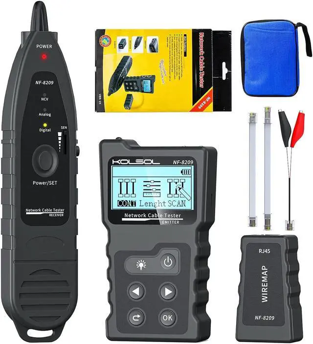 Alt view image 7 of 7 - Network Cable Tester, Poe Cable Tester for CAT5e/CAT6/CAT6a, Ethernet Network Tester with NCV, NF-8209 Network Cable Tracker, Test Fault distance location and Length Measurement