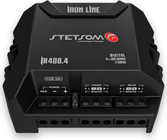 Main image of 400.4 2 Ohms Compact Digital 4 Channels Amplifier, IRON LINE, 400 Watts RMS 400x4, 2 Stable, Multichannel Digital Car Audio Amp TS, Full-Range Sound Quality, Crossover