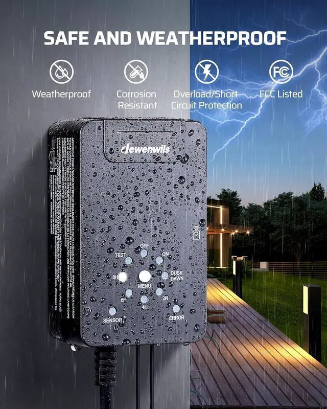 Alt view image 6 of 7 - 120W Low Voltage Transformer with Photocell Sensor & Timer, 120V AC to 12V DC, Weatherproof Landscape Lighting Transformer for Spotlights, Garden Lights, Steplight, Billboard