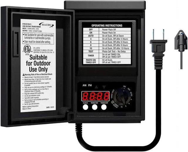 Main image of 120 Watt Power Pack with Sensor and Weather Shield for Low Voltage Landscape Lighting Spotlight Outdoor Transformer 120V Input 12V Output 8100-9120-01