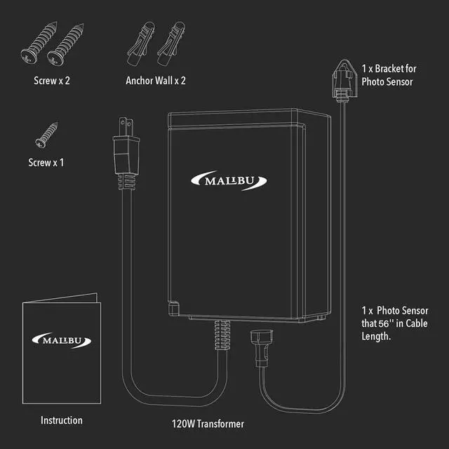 Alt view image 7 of 7 - 120 Watt Power Pack with Sensor and Weather Shield for Low Voltage Landscape Lighting Spotlight Outdoor Transformer 120V Input 12V Output 8100-9120-01