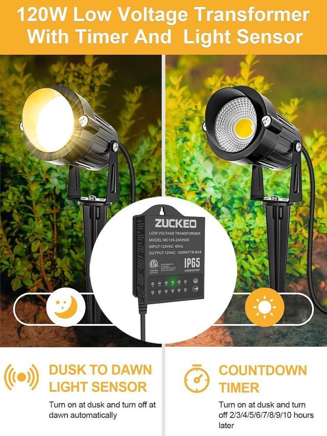 Alt view image 2 of 7 - 120W Low Voltage Transformer Outdoor Landscape Lighting Transformers with Timer & Lights Sensor, 120V to 12V Waterproof Power Supply for LED Landscape Lights Spotlight Pathway Light ETL Listed