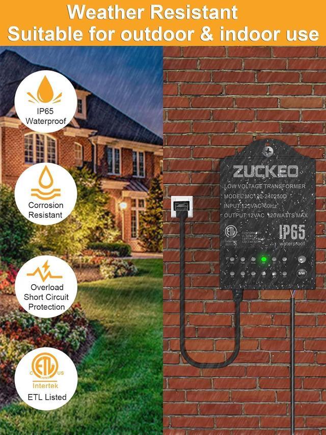 Alt view image 3 of 7 - 120W Low Voltage Transformer Outdoor Landscape Lighting Transformers with Timer & Lights Sensor, 120V to 12V Waterproof Power Supply for LED Landscape Lights Spotlight Pathway Light ETL Listed