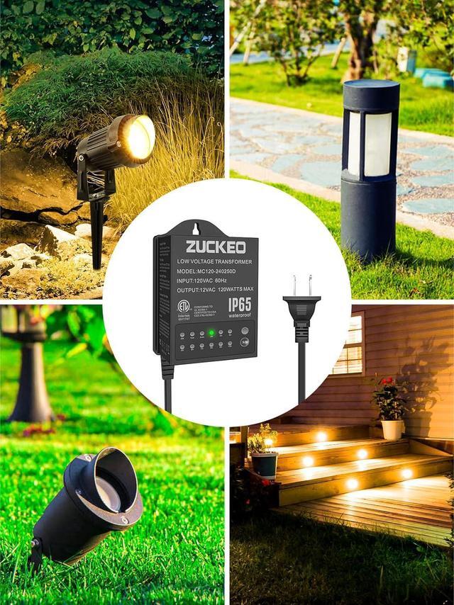 Alt view image 6 of 7 - 120W Low Voltage Transformer Outdoor Landscape Lighting Transformers with Timer & Lights Sensor, 120V to 12V Waterproof Power Supply for LED Landscape Lights Spotlight Pathway Light ETL Listed