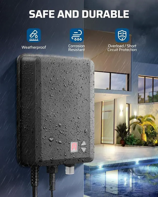 Alt view image 5 of 7 - 100W Low Voltage Landscape Transformer with Photocell Sensor, Low Voltage Transformer 120V AC to 12V AC, Landscape Lighting Transformer for LED Outdoor Lights, Garden Lights, Spotlight