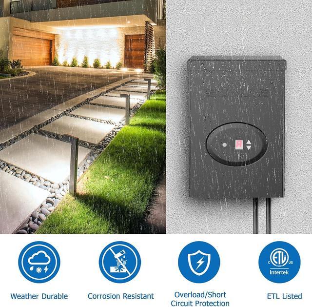 Alt view image 2 of 7 - 200W Low Voltage Landscape Lighting Transformer with Timer and Photocell Sensor Waterproof Low voltage Transformer for LED Landscape Lights Path Lights Outdoor Spotlight 120V to 12V, ETL Listed