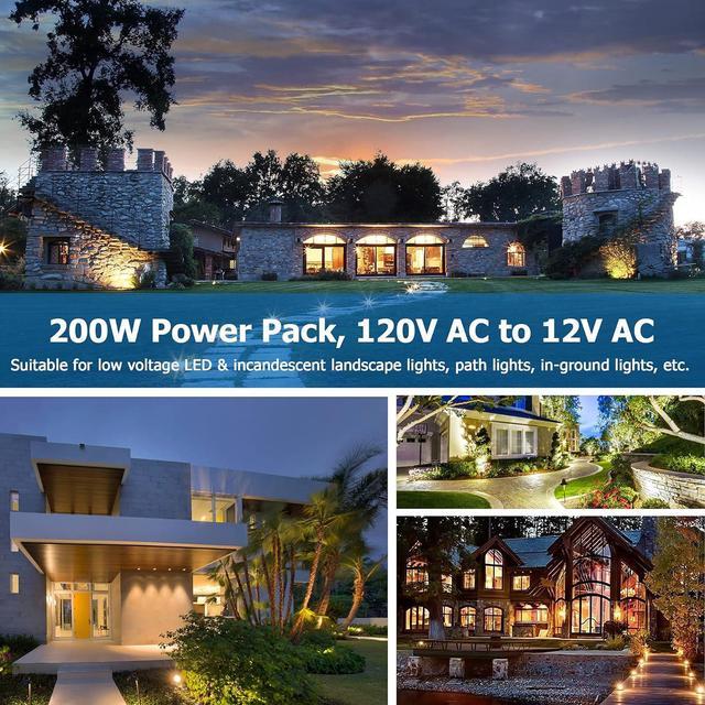 Alt view image 7 of 7 - 200W Low Voltage Landscape Lighting Transformer with Timer and Photocell Sensor Waterproof Low voltage Transformer for LED Landscape Lights Path Lights Outdoor Spotlight 120V to 12V, ETL Listed