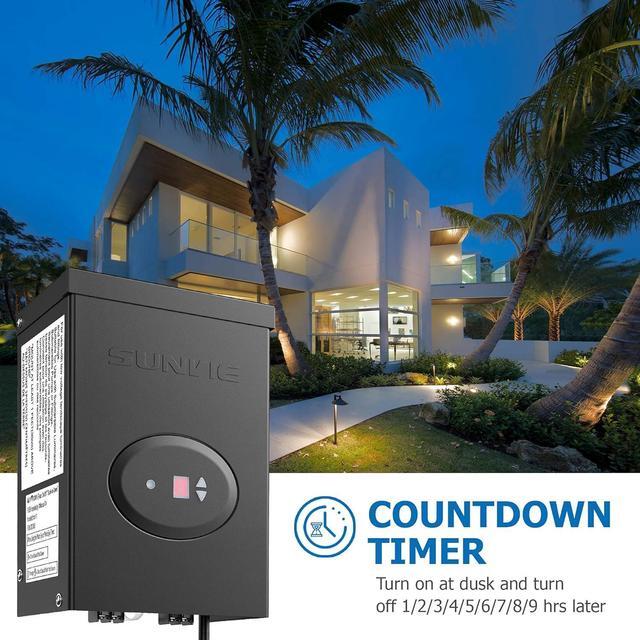 Alt view image 3 of 7 - 200W Low Voltage Landscape Lighting Transformer with Timer and Photocell Sensor Waterproof Low voltage Transformer for LED Landscape Lights Path Lights Outdoor Spotlight 120V to 12V, ETL Listed