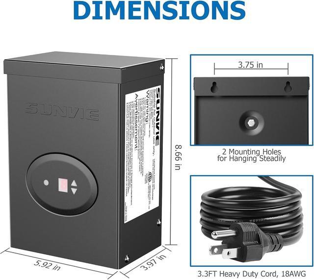 Alt view image 5 of 7 - 200W Low Voltage Landscape Lighting Transformer with Timer and Photocell Sensor Waterproof Low voltage Transformer for LED Landscape Lights Path Lights Outdoor Spotlight 120V to 12V, ETL Listed