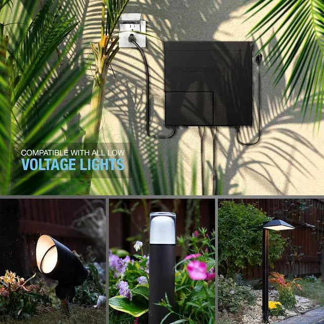 Alt view image 6 of 7 - Low Voltage Transformer 120W Outdoor Lighting Transformer for Landscape Lights with Photo Eye Sensor and Timer 120V AC to 12V AC 9920-9120-01