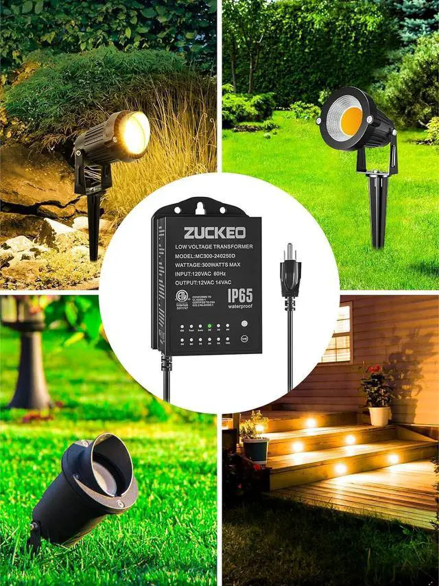 Alt view image 6 of 6 - 300W Low Voltage Landscape Transformer with Timer & Light Sensor, Outdoor Landscape Lighting Transformers Waterproof, 120V AC to 12V/14V AC for LED Spotlight Pathway Yard Garden Flag Light