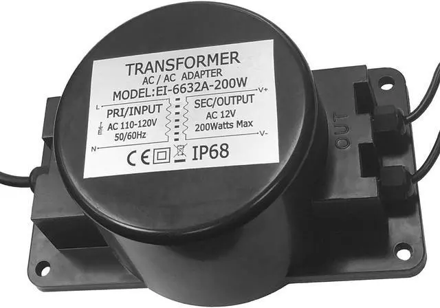 Alt view image 3 of 7 - Waterproof 12V AC Transformer 200W,110V-120V AC to 12V AC LED Power Supply, Voltage Converter LED Driver,Adapter for Outdoor Landscape Lighting/Swimming Pool Light (200 Watts)
