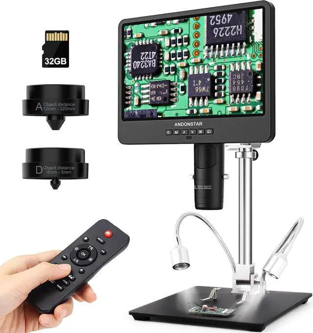 Main image of AD249S-M 10.1 Inch HDMI Digital Coin Microscope 2000x for Adults, 3 Lens 2160P UHD Video Record, Soldering / Biological Microscope Kit with 32G Card, Windows Compatible