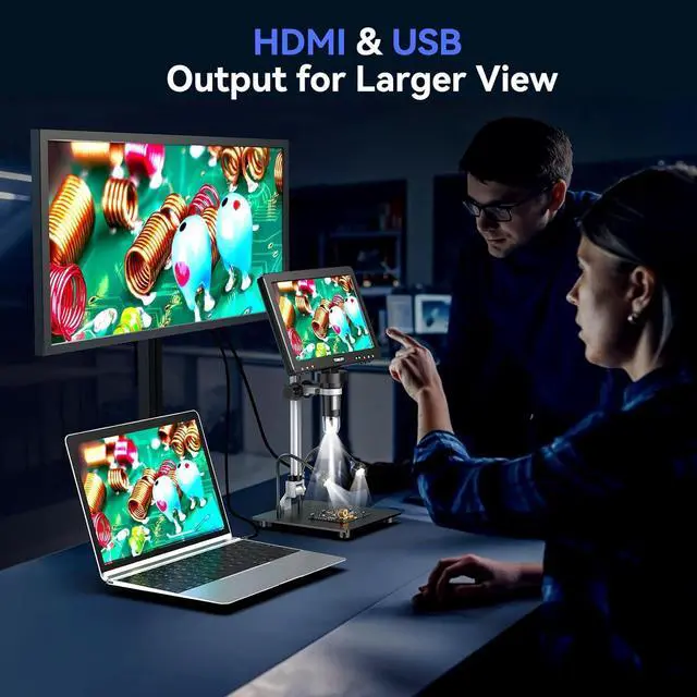 Alt view image 4 of 7 - DM9 Max 10.1" HD IPS HDMI Digital Microscope 1500X, 20MP Coin Microscope Magnifier for Error Coins with Screen, LCD Soldering Microscope for Adults, 10 LED Lights, PC/TV Compatible, 64GB
